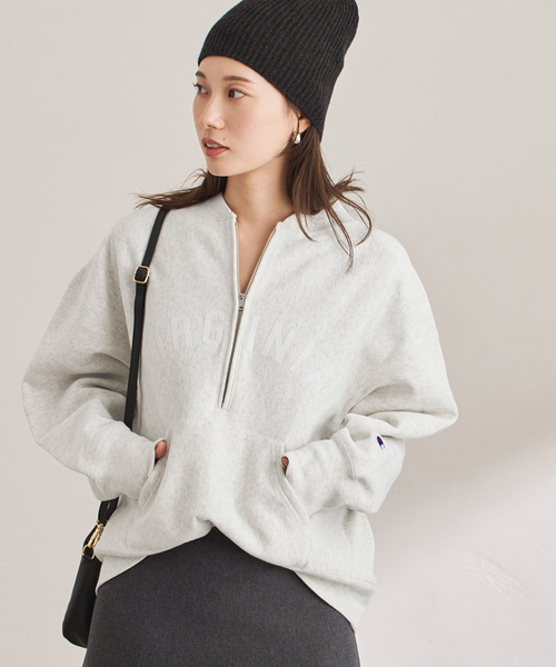 FRAMeWORK（フレームワーク）の「Champion/チャンピオン 別注REVERSE WEAVE11.5OZロゴハーフジップ（スウェット・レディース・チャコールグレー/アイボリー・FREE）」の15枚目の写真