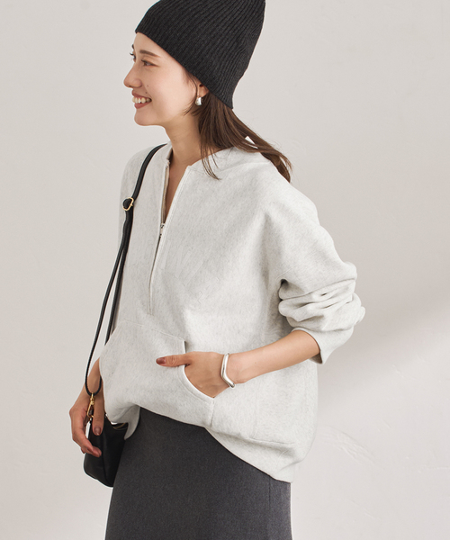 FRAMeWORK（フレームワーク）の「Champion/チャンピオン 別注REVERSE WEAVE11.5OZロゴハーフジップ（スウェット・レディース・チャコールグレー/アイボリー・FREE）」の16枚目の写真