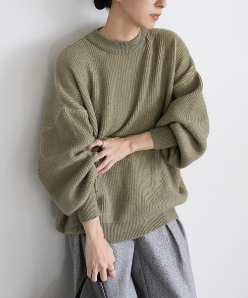 セール】バイカラープレーティングオーバーニット（ニット/セーター