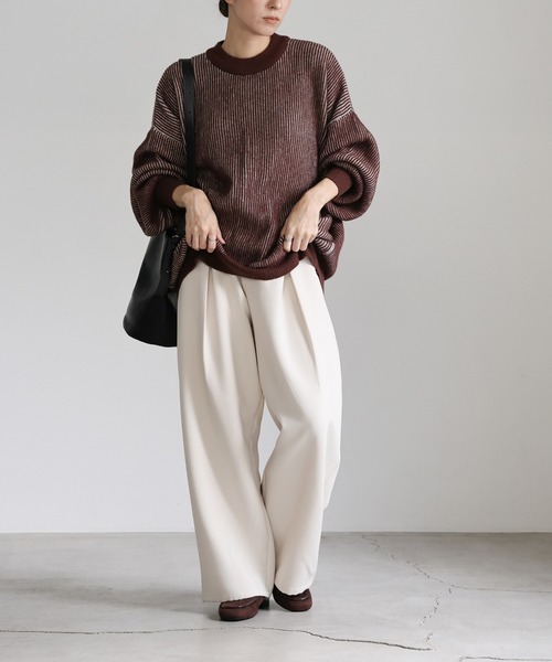 セール】バイカラープレーティングオーバーニット（ニット/セーター