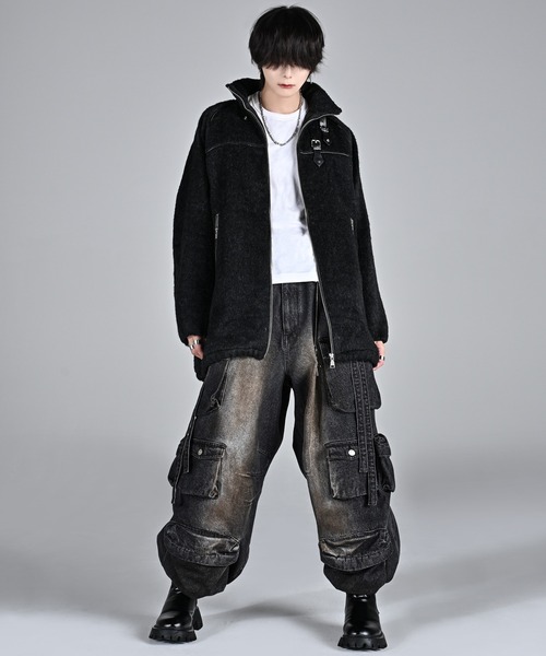 セール】Bear piping shaggy blouson/ベアーパイピングシャギー