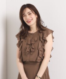 【手洗い可/セットアップ可】シアーフリルブラウス