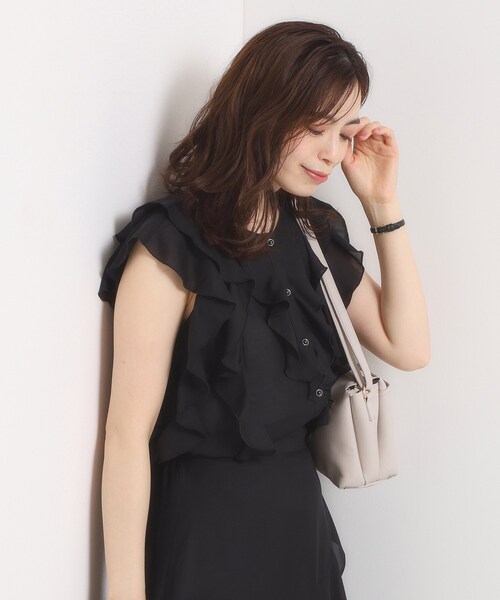 ITS'DEMO（イッツデモ）の「【手洗い可／セットアップ可】シアーフリルブラウス（シャツ/ブラウス・レディース・ダークブラウン/ブラック/ベビーピンク・00）」の20枚目の写真