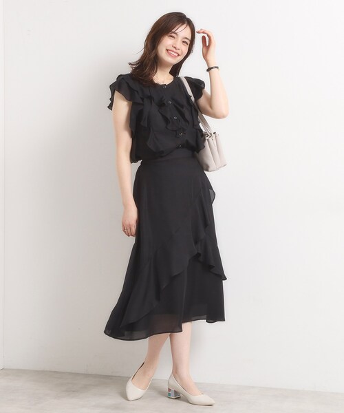 ITS'DEMO（イッツデモ）の「【手洗い可／セットアップ可】シアーフリルブラウス（シャツ/ブラウス・レディース・ダークブラウン/ブラック/ベビーピンク・00）」の19枚目の写真