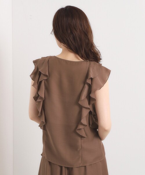 ITS'DEMO（イッツデモ）の「【手洗い可／セットアップ可】シアーフリルブラウス（シャツ/ブラウス・レディース・ダークブラウン/ブラック/ベビーピンク・00）」の7枚目の写真