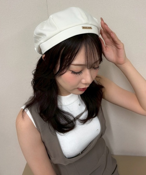 LIPSERVICE（リップサービス）の「ポイントプレートベレー（ハンチング/ベレー帽・レディース・ブラック/アイボリー・FREE）」の4枚目の写真