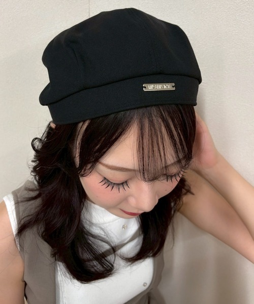 LIPSERVICE（リップサービス）の「ポイントプレートベレー（ハンチング/ベレー帽・レディース・ブラック/アイボリー・FREE）」の6枚目の写真