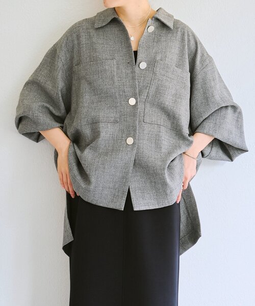 LIVETART（リヴェタート）の「メランジピンヘッドシャツジャケット（その他アウター・レディース・グレー/ブラウン・FREE）」の6枚目の写真