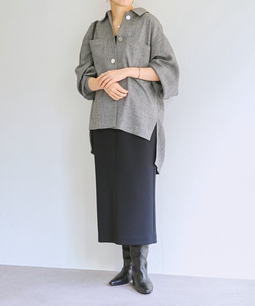 LIVETART（リヴェタート）の「メランジピンヘッドシャツジャケット（その他アウター・レディース・グレー/ブラウン・FREE）」の7枚目の写真