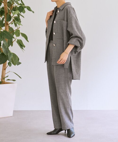 LIVETART（リヴェタート）の「メランジピンヘッドシャツジャケット（その他アウター・レディース・グレー/ブラウン・FREE）」の11枚目の写真