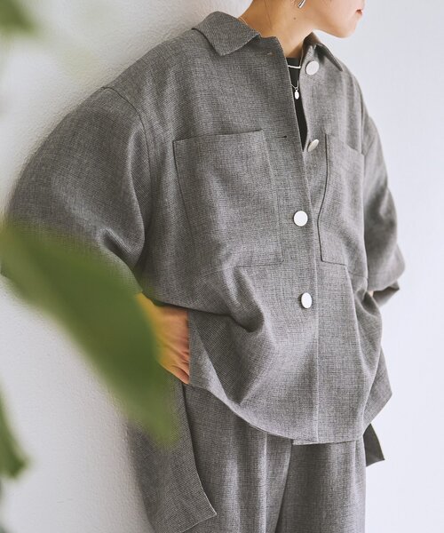 LIVETART（リヴェタート）の「メランジピンヘッドシャツジャケット（その他アウター・レディース・グレー/ブラウン・FREE）」の13枚目の写真