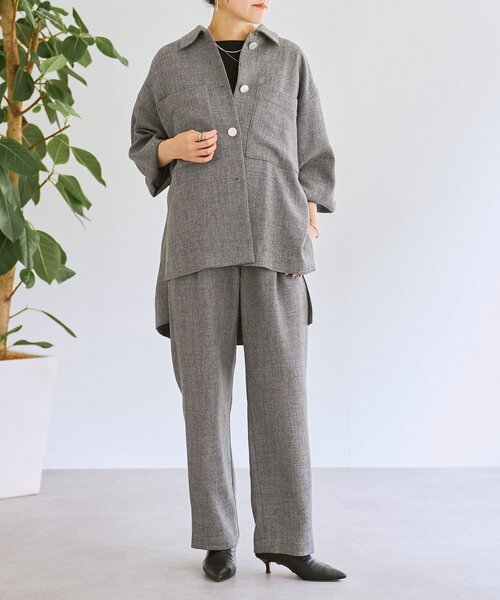 LIVETART（リヴェタート）の「メランジピンヘッドシャツジャケット（その他アウター・レディース・グレー/ブラウン・FREE）」の14枚目の写真