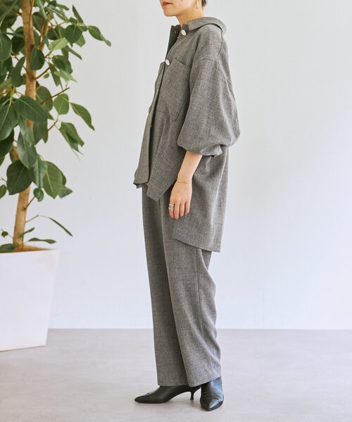 LIVETART（リヴェタート）の「メランジピンヘッドシャツジャケット（その他アウター・レディース・グレー/ブラウン・FREE）」の15枚目の写真