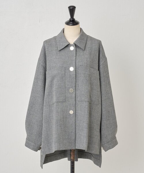 LIVETART（リヴェタート）の「メランジピンヘッドシャツジャケット（その他アウター・レディース・グレー/ブラウン・FREE）」の19枚目の写真