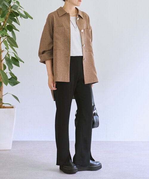 LIVETART（リヴェタート）の「メランジピンヘッドシャツジャケット（その他アウター・レディース・グレー/ブラウン・FREE）」の3枚目の写真