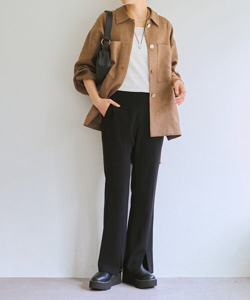 LIVETART（リヴェタート）の「メランジピンヘッドシャツジャケット（その他アウター・レディース・グレー/ブラウン・FREE）」の5枚目の写真