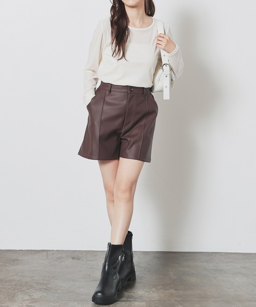 Honeys(ハニーズ)の「合皮ショートパンツ(その他パンツ・レディース・ブラック/ブラウン・L/SS/S/M/LL)」の8枚目の写真