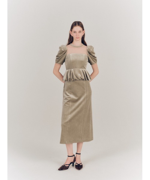 ペプラムベロアドレス（ドレス）｜LILY BROWN（リリーブラウン