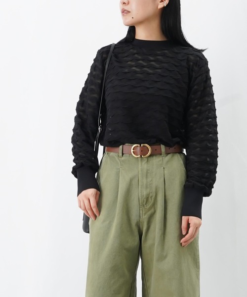LUCA/LADY LUCK LUCA(ルカ/レディラックルカ)の「LC/LLL プクプクレーシークルーネックカットソー(Tシャツ/カットソー・レディース・オフホワイト/ブラック・FREE)」の3枚目の写真