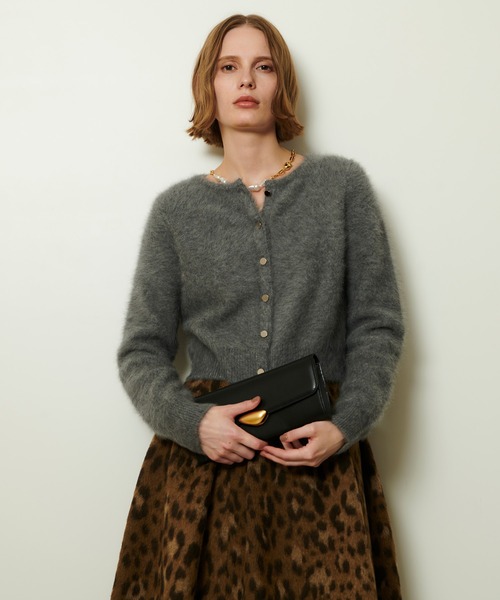 新品 アルアバイル カーディガン カシミアブレンド ファー グレー ニット カシミヤブレンドファー加工カーディガン（カーディガン/ボレロ