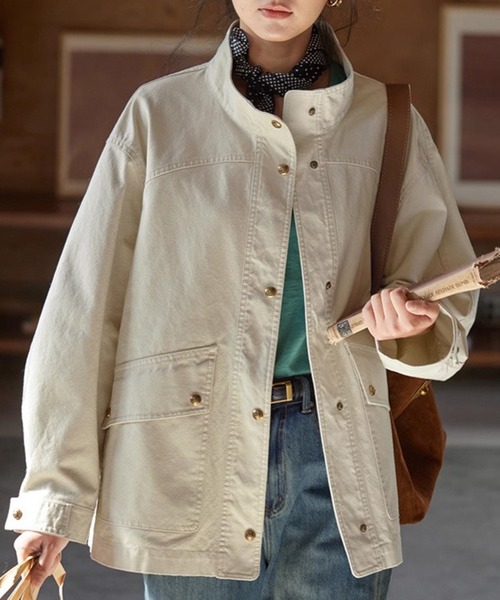 希少90s エスプリ スタンドカラーシャツジャケット　カバーオール古着ビンテージ 希少90s エスプリ スタンドカラーシャツジャケット カバーオール古着