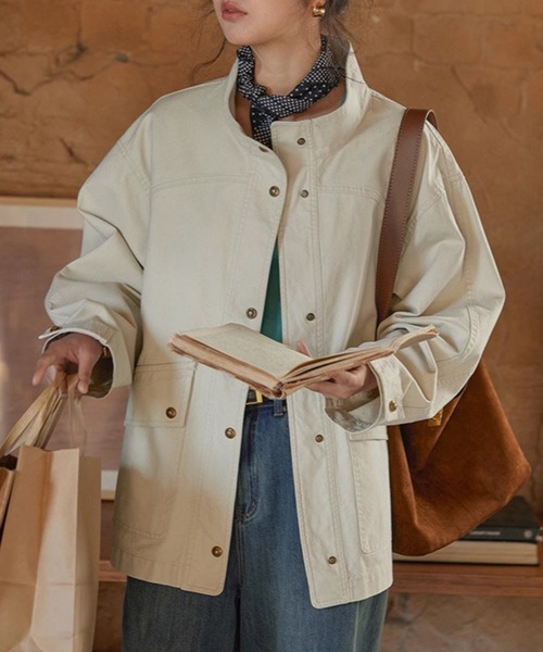 セール】【SETUP7】フレンチワークジャケット スタンドカラー