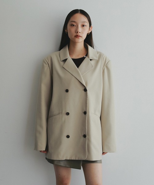 EFOLE（エフォル）の「Power shoulder over jacket/パワーショルダーオーバージャケット（テーラードジャケット・レディース・グレー/ブラック/ベージュ・FREE）」の3枚目の写真