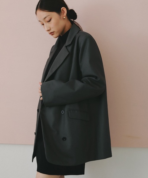EFOLE（エフォル）の「Power shoulder over jacket/パワーショルダーオーバージャケット（テーラードジャケット・レディース・グレー/ブラック/ベージュ・FREE）」の2枚目の写真