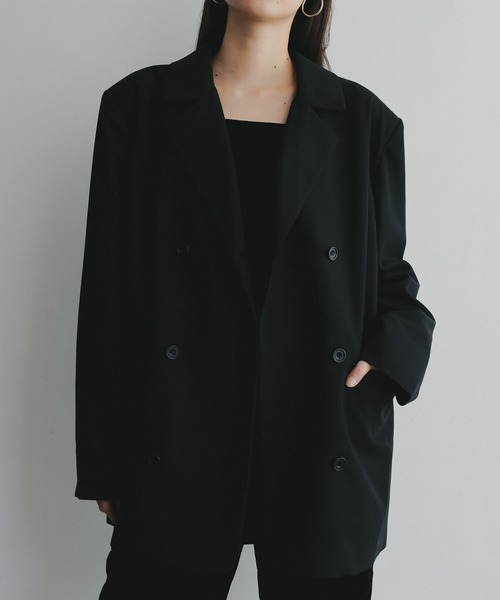 EFOLE（エフォル）の「Power shoulder over jacket/パワーショルダーオーバージャケット（テーラードジャケット・レディース・グレー/ブラック/ベージュ・FREE）」の4枚目の写真