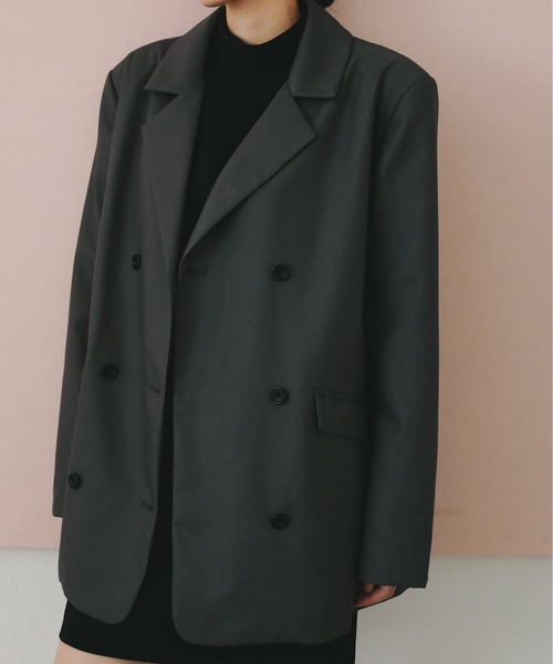 EFOLE（エフォル）の「Power shoulder over jacket/パワーショルダーオーバージャケット（テーラードジャケット・レディース・グレー/ブラック/ベージュ・FREE）」の7枚目の写真