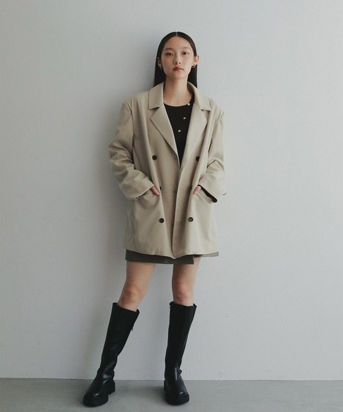EFOLE（エフォル）の「Power shoulder over jacket/パワーショルダーオーバージャケット（テーラードジャケット・レディース・グレー/ブラック/ベージュ・FREE）」の12枚目の写真