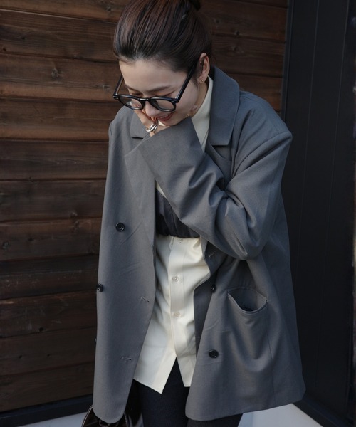EFOLE（エフォル）の「Power shoulder over jacket/パワーショルダーオーバージャケット（テーラードジャケット・レディース・グレー/ブラック/ベージュ・FREE）」の13枚目の写真