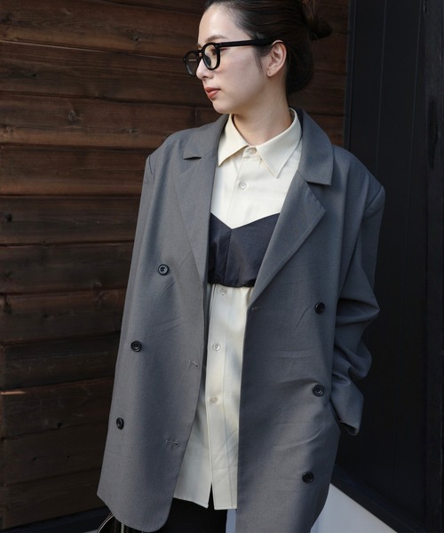 EFOLE（エフォル）の「Power shoulder over jacket/パワーショルダーオーバージャケット（テーラードジャケット・レディース・グレー/ブラック/ベージュ・FREE）」の15枚目の写真