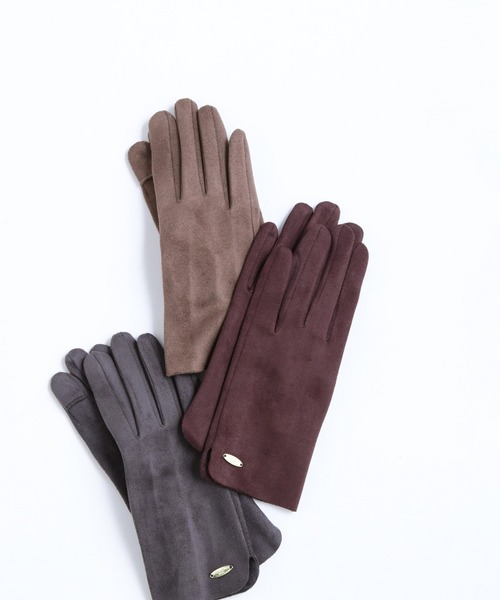 NATURAL BEAUTY BASIC（ナチュラルビューティーベーシック）の「◇フェイクスェードグローブ（手袋・レディース・ダークブラウン/チャコールグレー/グレイッシュベージュ・FREE）」の2枚目の写真