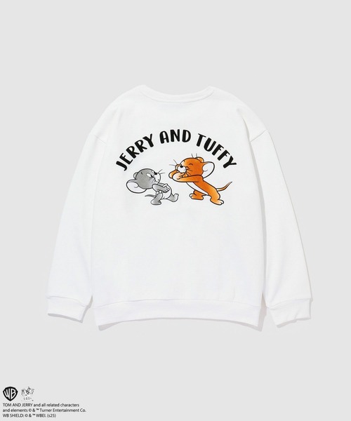 Tom&Jerry(トムアンドジェリー)の「TOM&JERRY フロッキーサガラ刺繍トレーナー(スウェット・メンズ・オフホワイト/スミクロ・XL/L/M)」の12枚目の写真