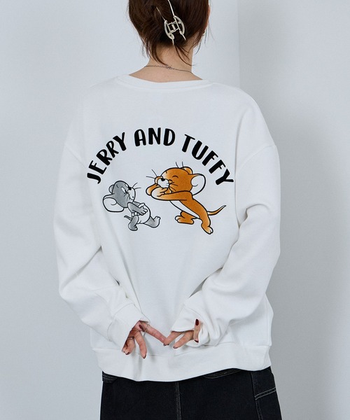 Tom&Jerry(トムアンドジェリー)の「TOM&JERRY フロッキーサガラ刺繍トレーナー(スウェット・メンズ・オフホワイト/スミクロ・XL/L/M)」の6枚目の写真