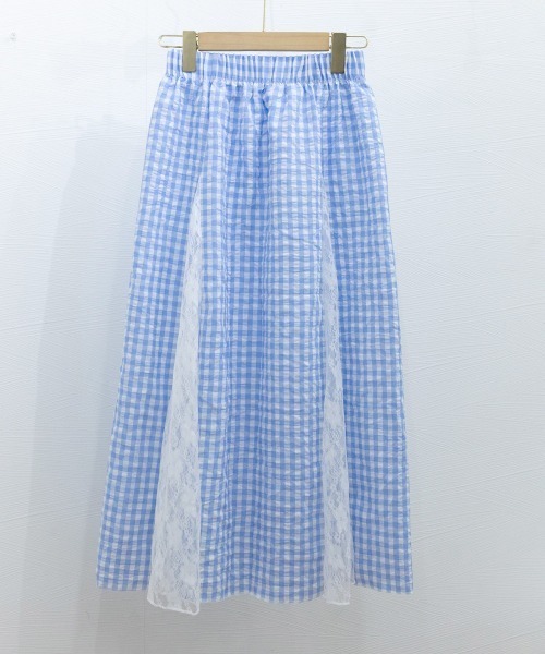 Miniministore(ミニミニストア)の「レース切り替え ロングチェック柄スカート(スカート・レディース・イエロー/ブルー・L/S/M)」の17枚目の写真