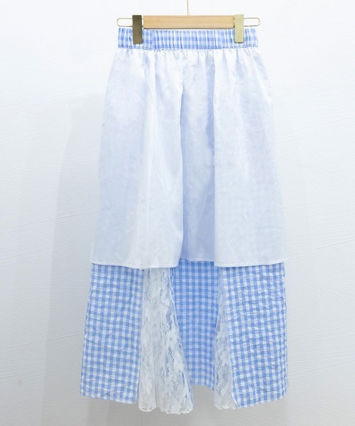 Miniministore(ミニミニストア)の「レース切り替え ロングチェック柄スカート(スカート・レディース・イエロー/ブルー・L/S/M)」の19枚目の写真