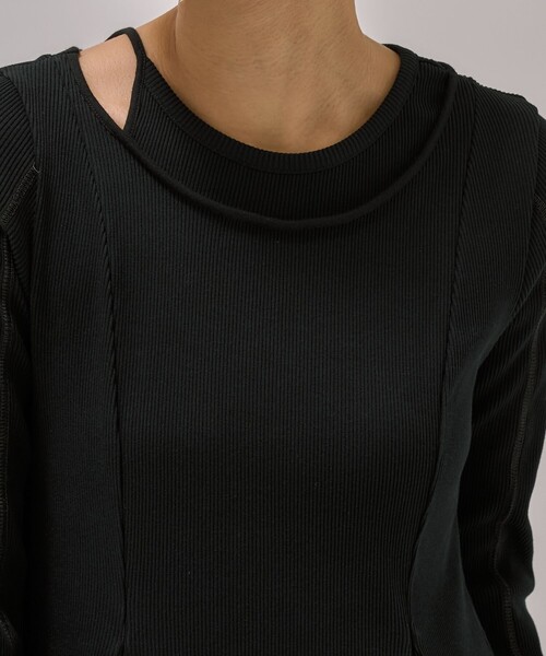 PUBLIC TOKYO(パブリックトウキョウ)の「クリーンリブフレアワンピ(ワンピース・レディース・ホワイト/ブラック・1/2)」の15枚目の写真