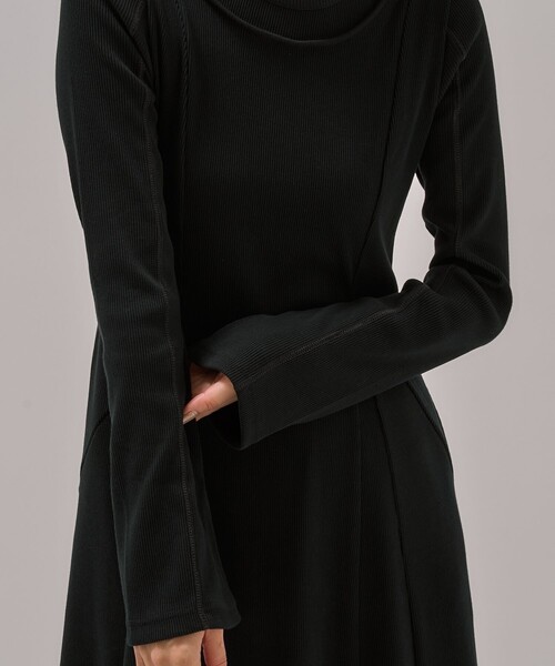 PUBLIC TOKYO(パブリックトウキョウ)の「クリーンリブフレアワンピ(ワンピース・レディース・ホワイト/ブラック・1/2)」の16枚目の写真