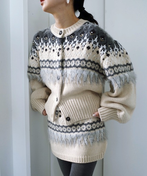 Ameri（アメリ）の「UND 2WAY LADY NORDIC KNIT CARDIGAN