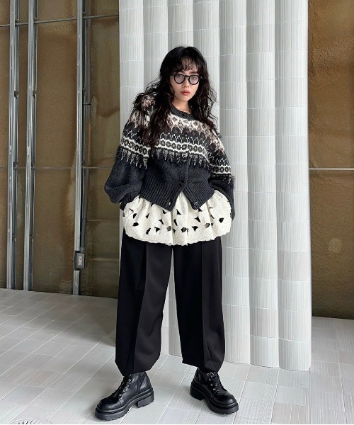 トップス ameri UND 2WAY LADY NORDIC KNIT CARDIGAN UND 2WAY LADY NORDIC KNIT CARDIGAN（カーディガン/ボレロ）｜Ameri