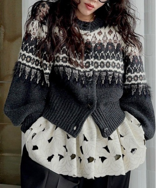 UND 2WAY LADY NORDIC KNIT CARDIGAN（カーディガン/ボレロ）｜Ameri