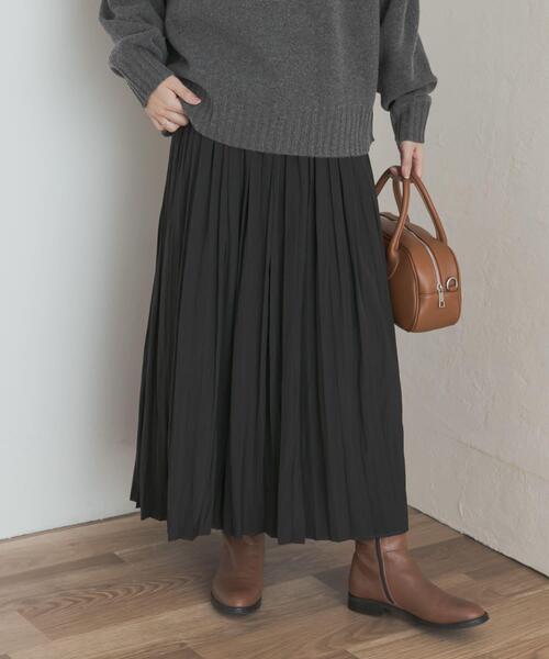 URBAN RESEARCH DOORS（アーバンリサーチドアーズ）の「ランダムプリーツスカート（スカート・レディース・ボルドー/ベージュ系その他/ブラック・MEDIUM）」の4枚目の写真