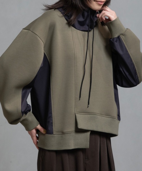 MARECHAL TERRE(マルシャルテル)の「ドッキングアシンメトリートップス(Tシャツ/カットソー・レディース・キャメル/カーキ/ブラック/ライトグレー・MEDIUM)」の4枚目の写真