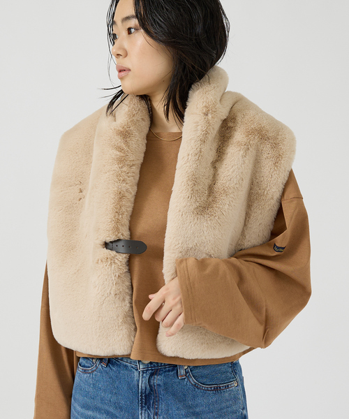 HELEN MOORE（ヘレンムーア）の「【HELEN MOORE/ヘレンムーア】バックル付フェイクファースカーフ / ストール（ストール/ショール・レディース・ベージュ/その他・フリー）」の19枚目の写真