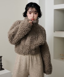 LAULEN | stand collar boa zip up short blouson /スタンドカラーボアジップアップショートブルゾン(ブルゾン)