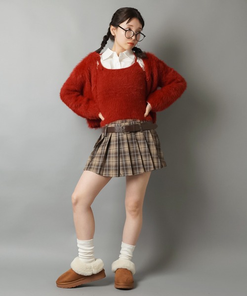 SPINNS(スピンズ)の「甘すぎないが正解◎トラッド映えチェックミニスカ(スカート・レディース・ブラウン/グレー・ONESIZE)」の12枚目の写真