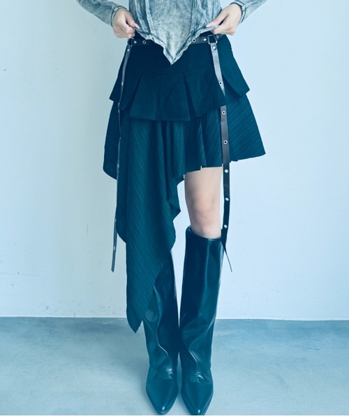 Y2K SYNAPSE FACTORY（ワイツーケー シナプスファクトリー）の「【イレギュラーヘム】レイヤードスカート（スカート・レディース・ブラウン/ブラック・FREE）」の2枚目の写真