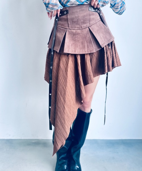 Y2K SYNAPSE FACTORY（ワイツーケー シナプスファクトリー）の「【イレギュラーヘム】レイヤードスカート（スカート・レディース・ブラウン/ブラック・FREE）」の3枚目の写真